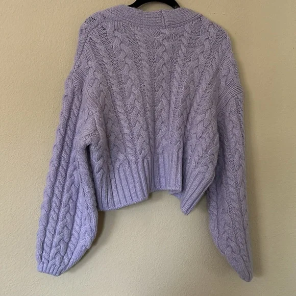 NWT Zara Purple Rhinestone Button Cable Knit Cardigan Sweater Medium - Picture 9 of 11